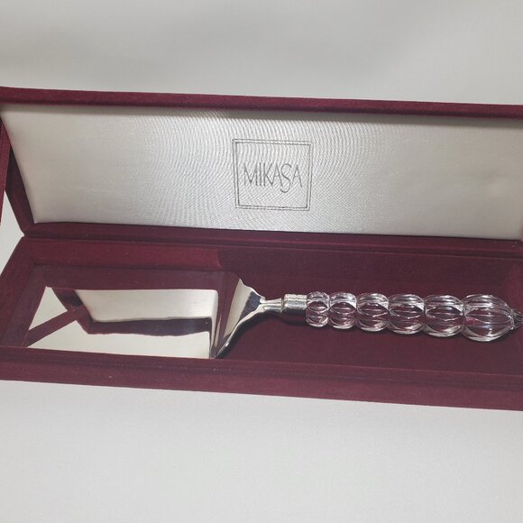 MIKASA Crystal/Glass Silver Plate Server Spatula Vintage - Picture 1 of 5